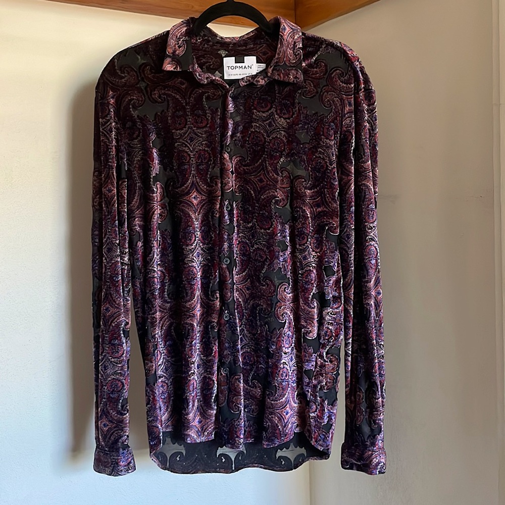 Topman Button Down Shirt, Paisley - Size M